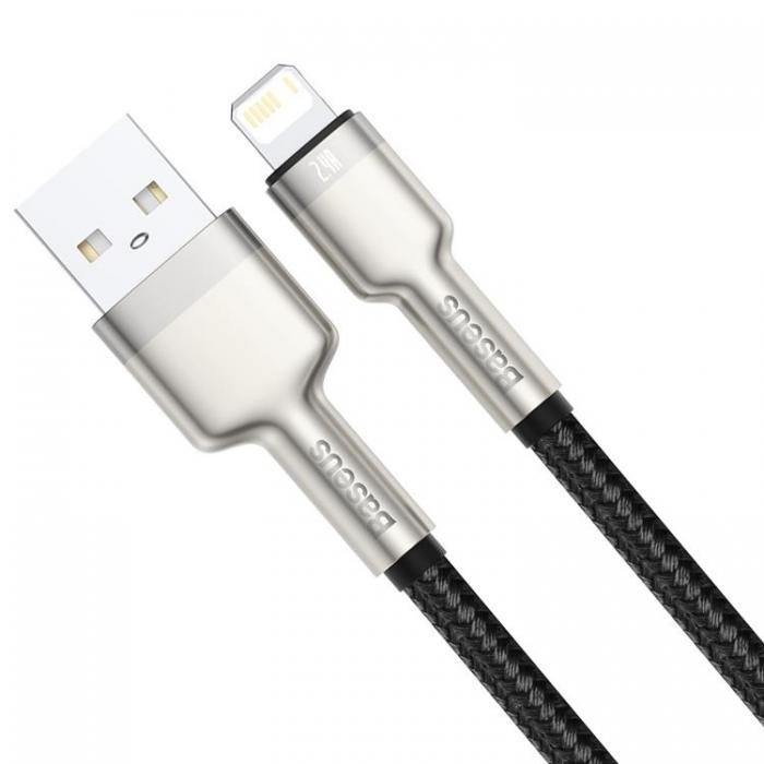 BASEUS - Baseus USB Till Lightning 0.25m Kabel 2.4A Cafule Metal Svart