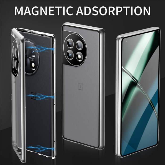 A-One Brand - OnePlus 11 5G Mobilskal Magnetic Metal Frame - Silver