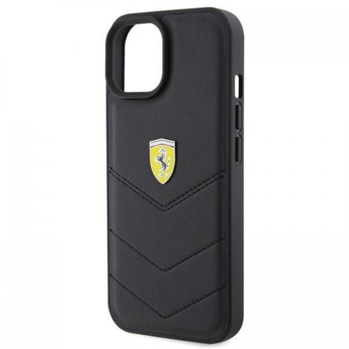 Ferrari - Ferrari iPhone 15 Mobilskal Quilted Metal Logo - Svart