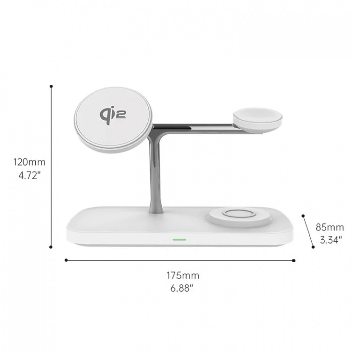 A-One Brand - [3in1] Qi2 15W MagSafe Trdls Laddare fr Apple & Samsung