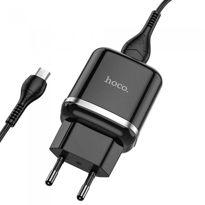 Hoco - HOCO laddare USB-A 3A Snabbladdning micro-USB kabel 1m Svart