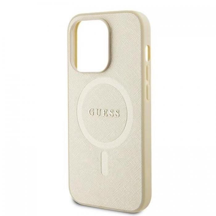 Guess - Guess iPhone 15 Pro Mobilskal Magsafe Saffiano - Guld