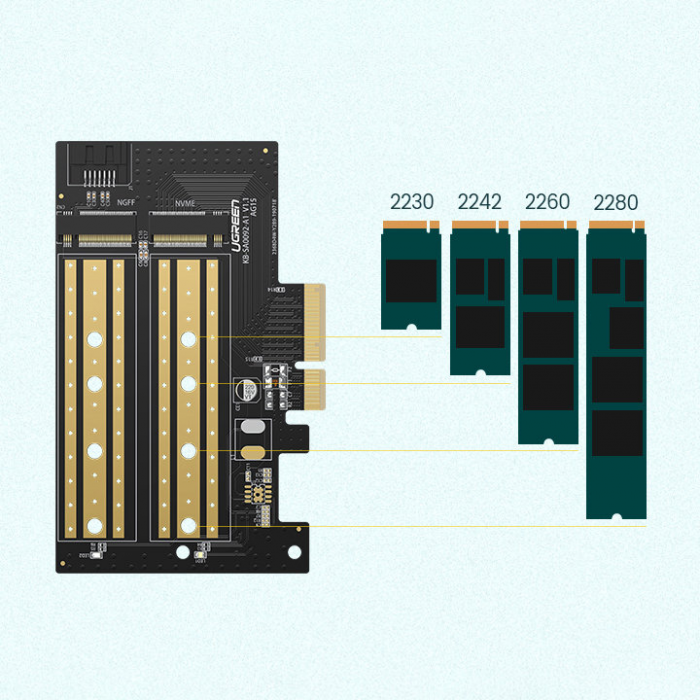 Ugreen - Ugreen Expansionskort Adapter PCIe 3.0x4 to SSD - Svart