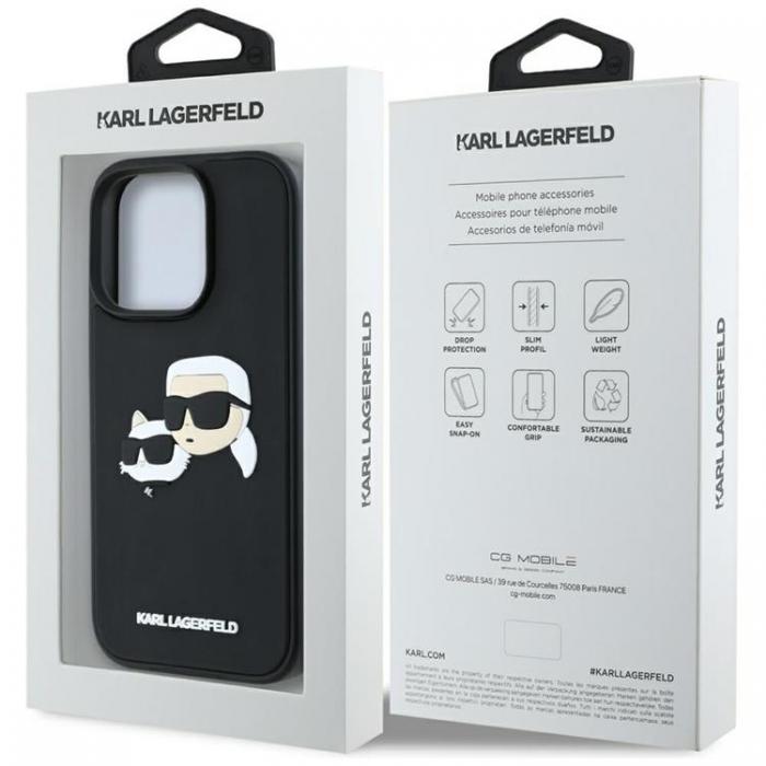 KARL LAGERFELD - Karl Lagerfeld iPhone 16 Pro Mobilskal 3D Rubber Double Heads - Svart