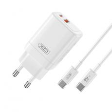 XO - XO Snabbladdare 45W USB Till USB-C med Kabel CE16 PD - Vit