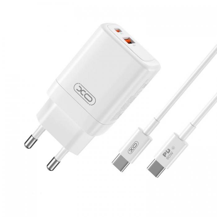 XO - XO Snabbladdare 45W USB Till USB-C med Kabel CE16 PD - Vit