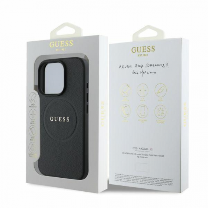 Guess - Guess iPhone 16 Pro Max Mobilskal Magsafe Grained Ring - Svart