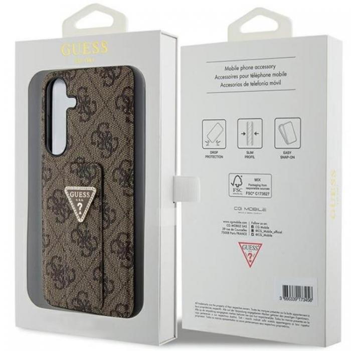 Guess - Guess Galaxy S24 Mobilskal Grip Stand Triangle Strass - Brun