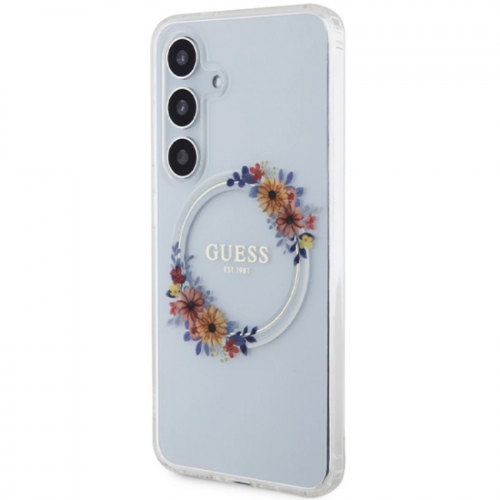 Guess - Guess Galaxy S24 Plus Mobilskal Magsafe IML Flowers Wreath - Clear