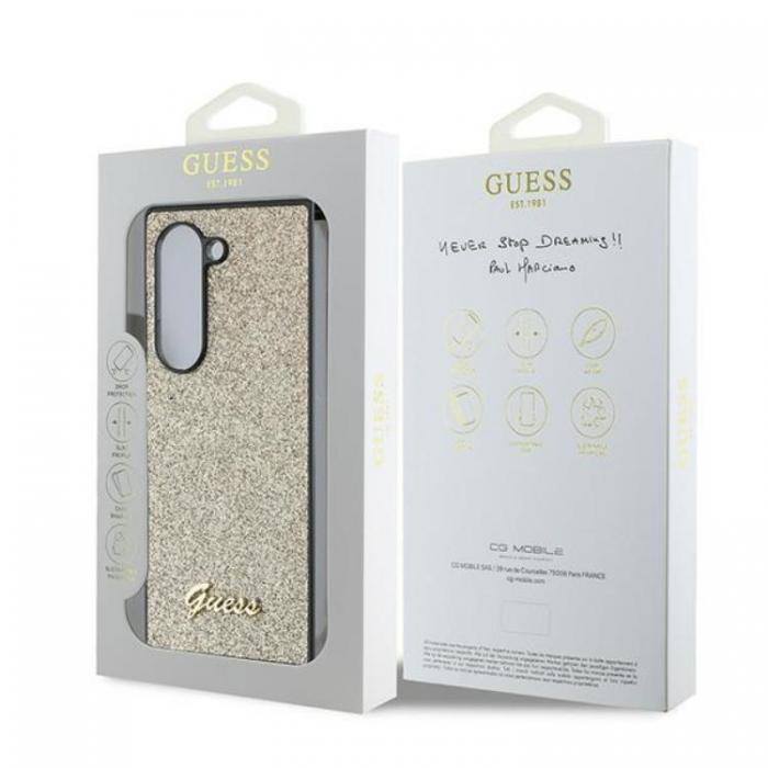 Guess - Guess Galaxy Z Fold 6 Mobilskal 4G Glitter Script - Guld