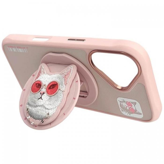 NIMMY - Nimmy iPhone 16 Mobilskal MagSafe Glasses Cool Cat - Rosa