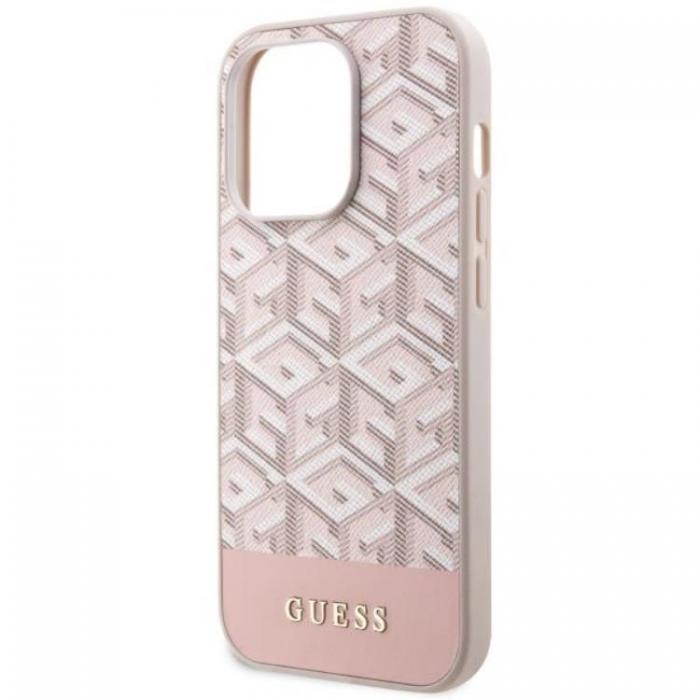 Guess - Guess iPhone 14 Pro Max Mobilskal MagSafe GCube Stripes - Rosa