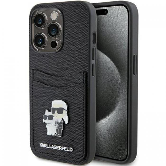 KARL LAGERFELD - Karl Lagerfeld iPhone 15 Pro Mobilskal Korthllare Metal Logo