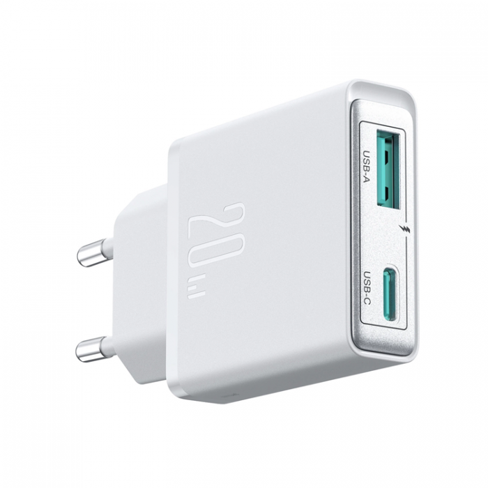 Joyroom - Joyroom Snabbladdare 20W USB-A - USB-C Super Slim - Vit