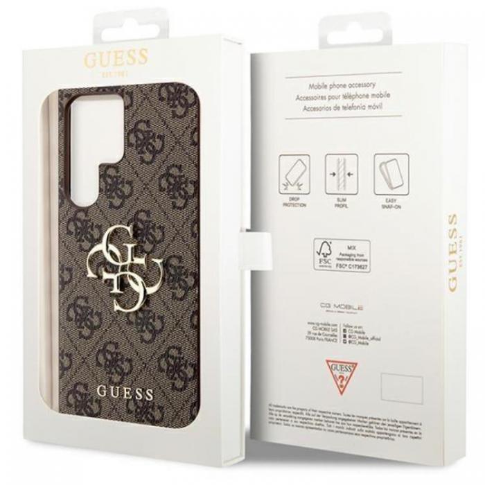 Guess - Guess Galaxy S24 Ultra Mobilskal Big Metall Logo - Brun