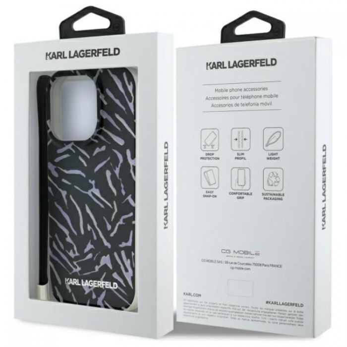 KARL LAGERFELD - Karl Lagerfeld iPhone 16 Pro Mobilskal Zebra Med Sladd - Lila