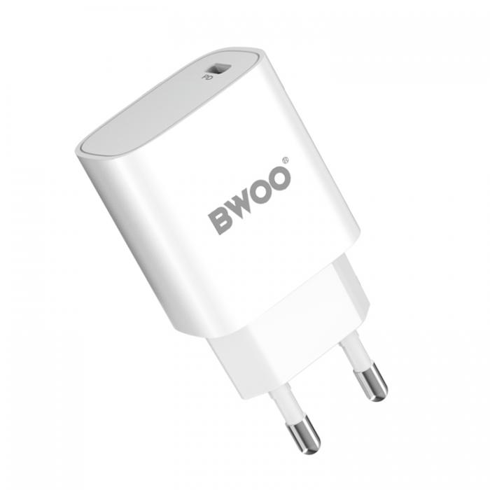 BWOO - BWOO Vggladdare 20W + Kabel USB-C Till USB-C 1m - Vit