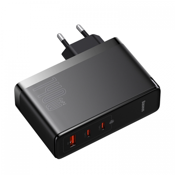 BASEUS - Baseus GaN5 Pro Snabbladdare 2xUSB-C + USB 140W - Svart