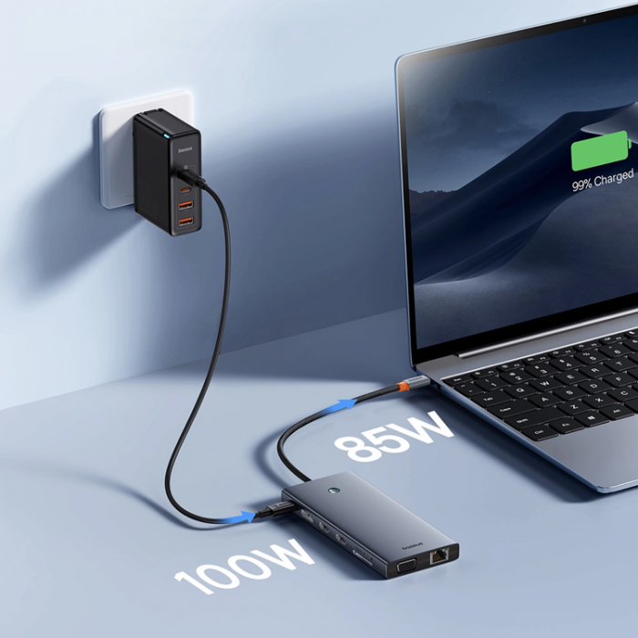 BASEUS - Baseus 13in1 HUB USB-C Till VGA, HDMI, RJ45, SD,TF, Aux, USB-C, USB-A