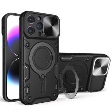 A-One Brand - iPhone 12 Pro Max Mobilskal Magsafe Ringhållare Slide Kamera - Svart