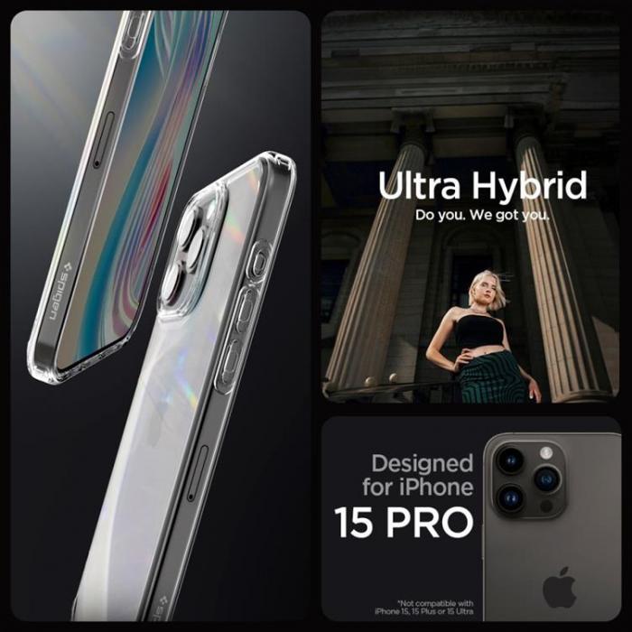 Spigen - Spigen iPhone 15 Pro Mobilskal Ultra Hybrid - Crystal Clear