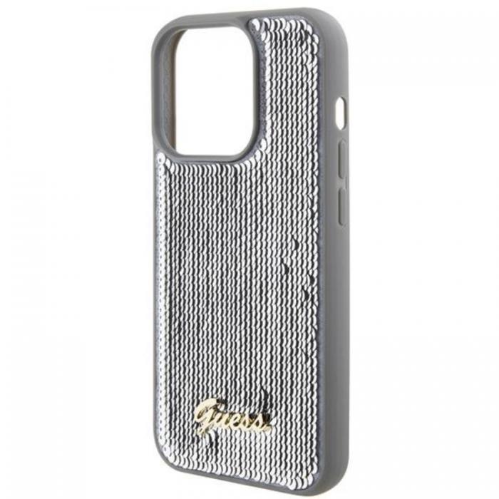 Guess - Guess iPhone 15 Pro Mobilskal Sequin Script Metal - Silver