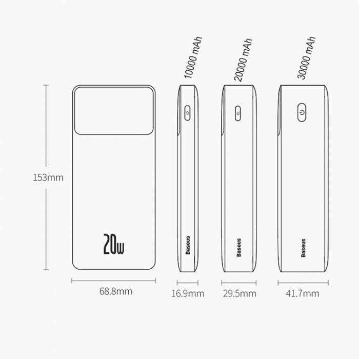 BASEUS - Baseus Powerbank 10000mAh USB-A/Micro-USB Bipow - Svart