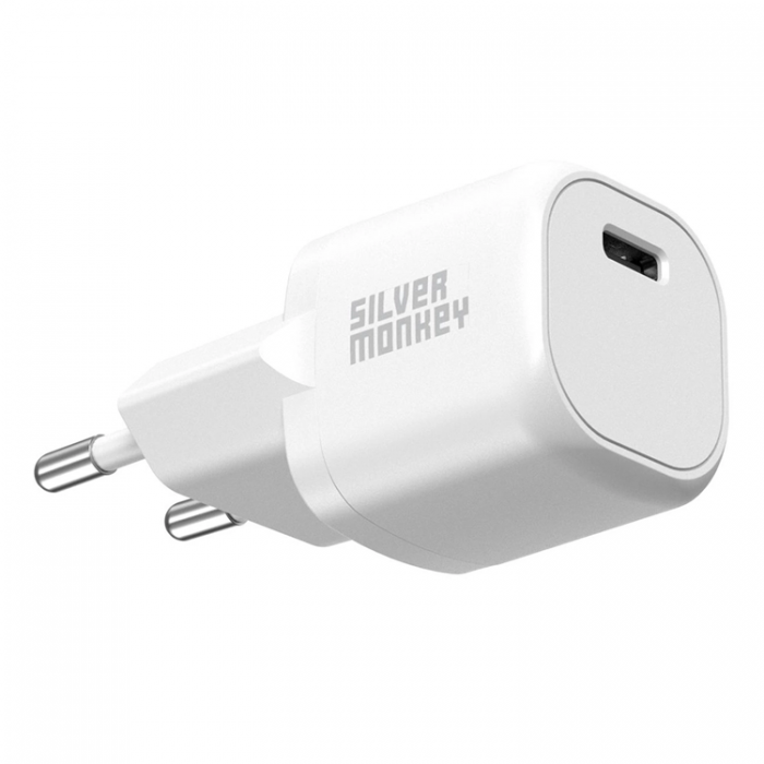 Silver Monkey - Silver Monkey Mini Vggladdare USB-C 20W PD - Vit