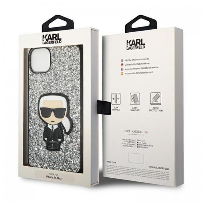 KARL LAGERFELD - Karl Lagerfeld iPhone 14 Plus Skal Glitter Flakes Ikonik - Silver