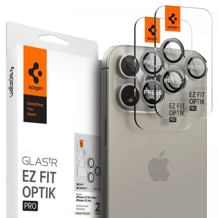 Spigen - [2-PACK] Spigen iPhone 15 Pro/15 Pro Max Kameralinsskydd i Hrdat Glas