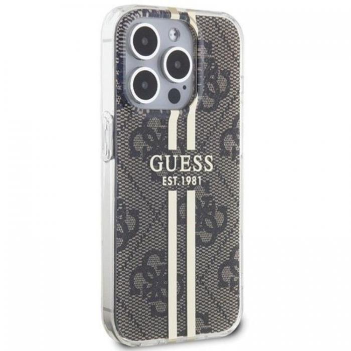 Guess - Guess iPhone 15 Pro Max Mobilskal Gold Stripes - Brun