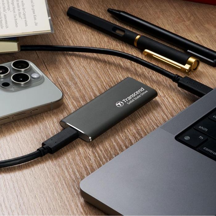 Transcend - Transcend Portabel Mini SSD USB-C 1TB - Aluminium