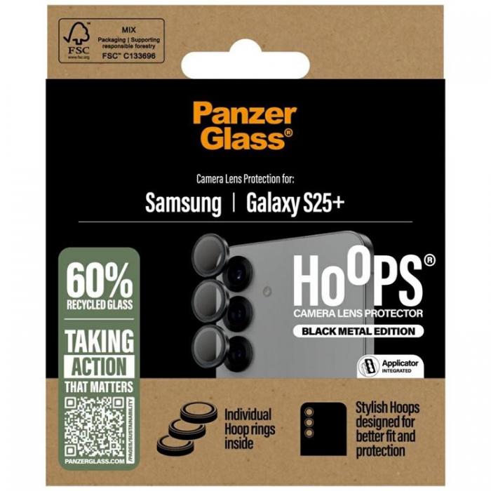 PanzerGlass - PanzerGlass Galaxy S25 Plus Kameralinsskydd Hrdat Glas Hoops - Svart