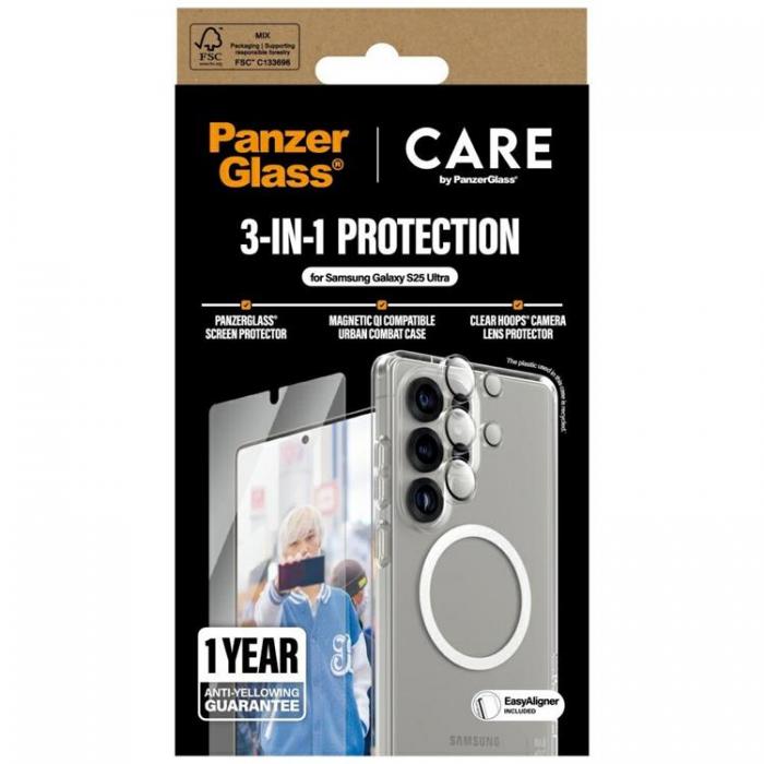 PanzerGlass - [3in1] CARE by PanzerGlass Galaxy S25 Ultra Skal, Hrdat Glas, Kameralinsskydd