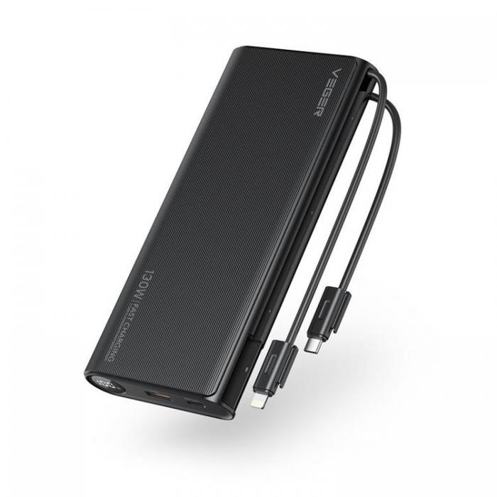 Veger - VEGER Powerbank 25000 mAh med Lightning/Typ-C Kablar 130W TCE130