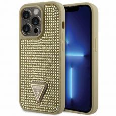 Guess - Guess iPhone 14 Pro Mobilskal Rhinestone Triangle - Guld