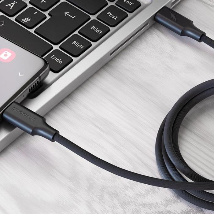 Proove - Proove USB-C - USB-C 60W Kabel 1m Striped Silicone - Svart