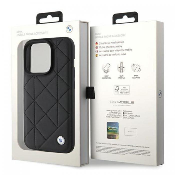 BMW - BMW iPhone 15 Pro Max Mobilskal Lder Quilted - Svart