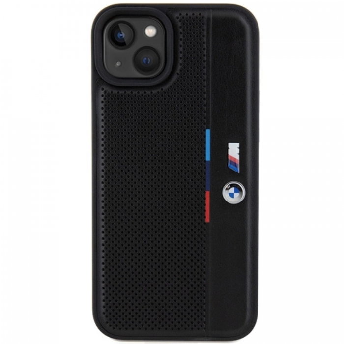 BMW - BMW iPhone 15/14 Plus Mobilskal Perforated Tricolor Line - Svart