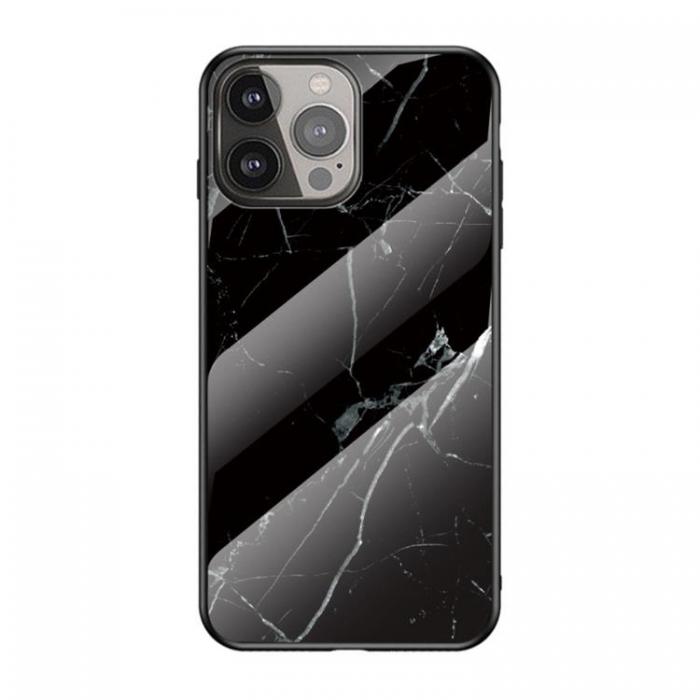 A-One Brand - Anti-Scratch Hrdat Glas Skrmskydd iPhone 13 Pro Max - Svart Marble