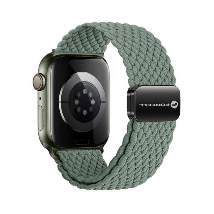 Forcell - Forcell Apple Watch (38/40/41mm) Armband Magnetic Nylon - Olive