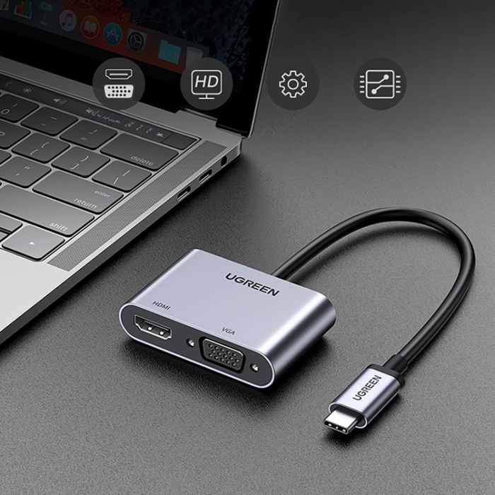 Ugreen - Ugreen USB-C till HDMI/VGA/USB-A/USB-C Adapter - Gr