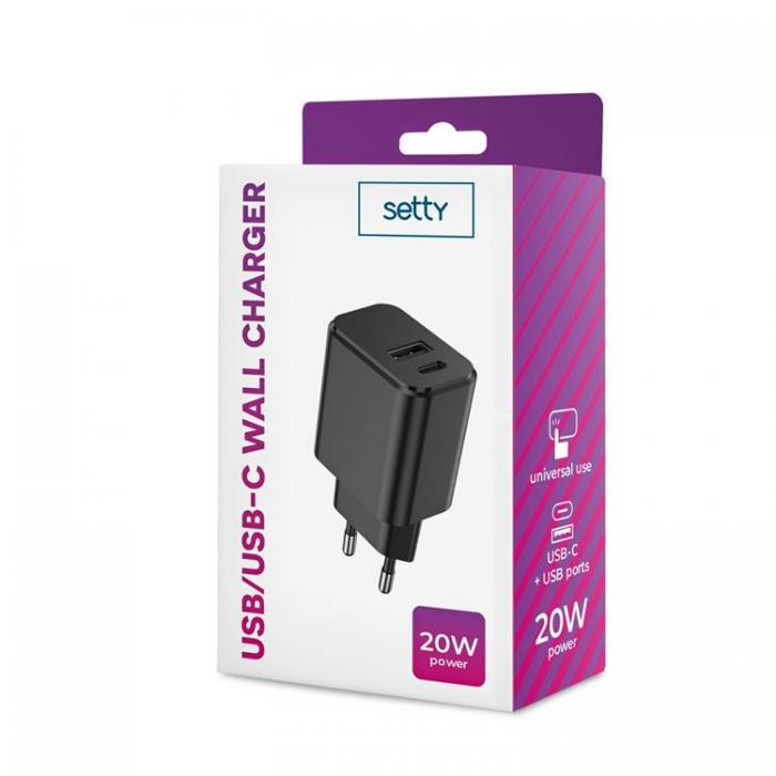 Setty - Setty Snabbladdare USB Till USB-C 20W 3A - Svart