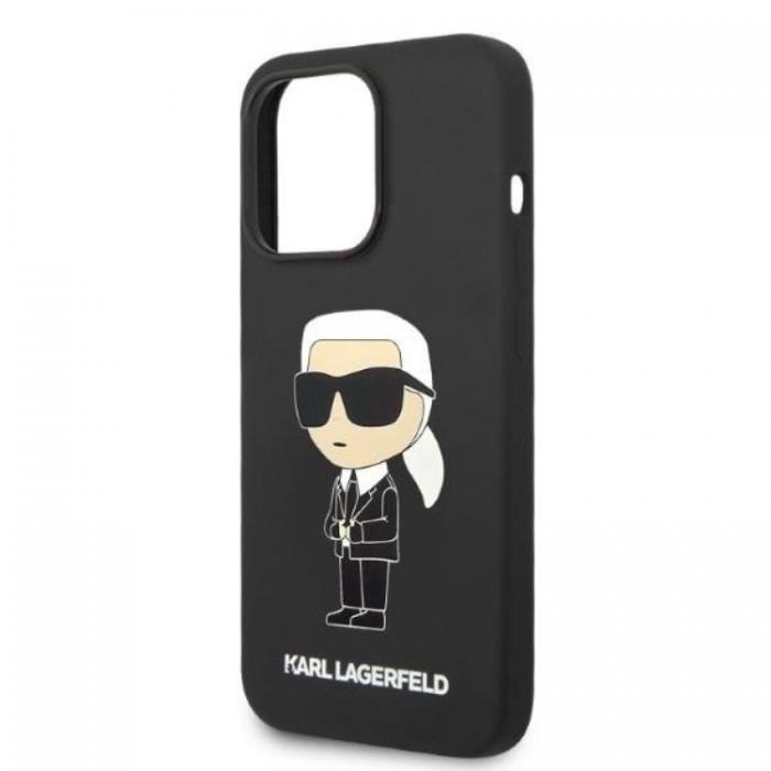 KARL LAGERFELD - Karl Lagerfeld iPhone 14 Pro Skal Magsafe Silicone Ikonik - Svart