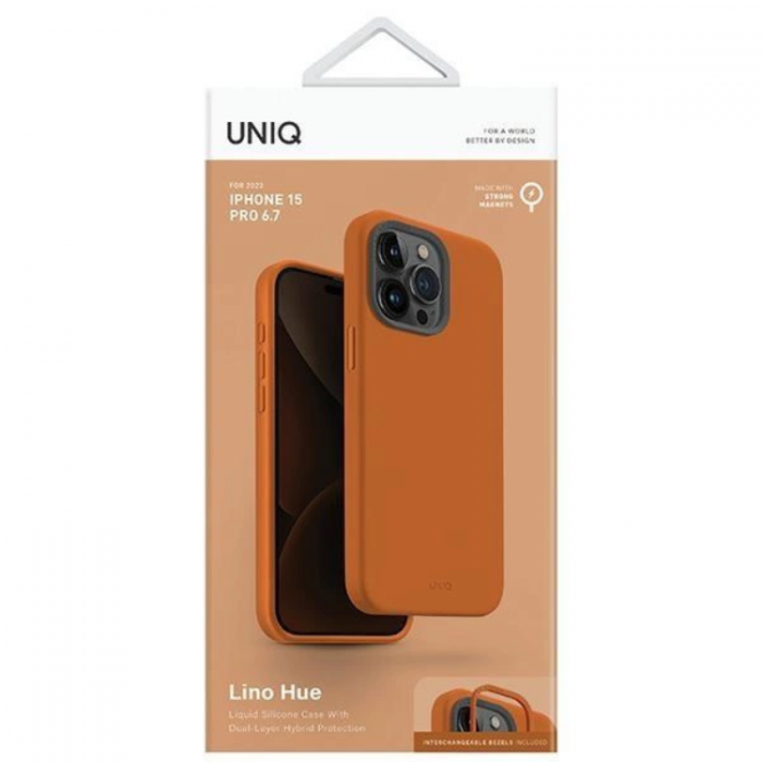 UNIQ - Uniq iPhone 15 Pro Max Mobilskal Magsafe Lino Hue - Orange