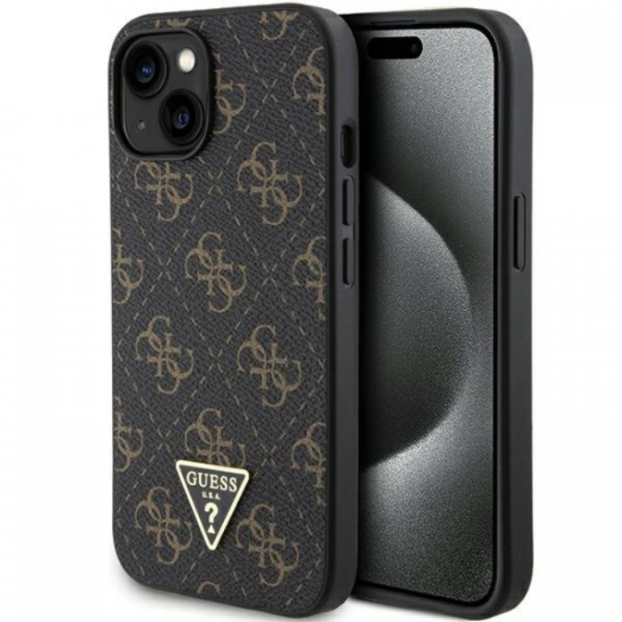 Guess - Guess iPhone 15/14 Plus Mobilskal Triangle Metall Logo - Svart