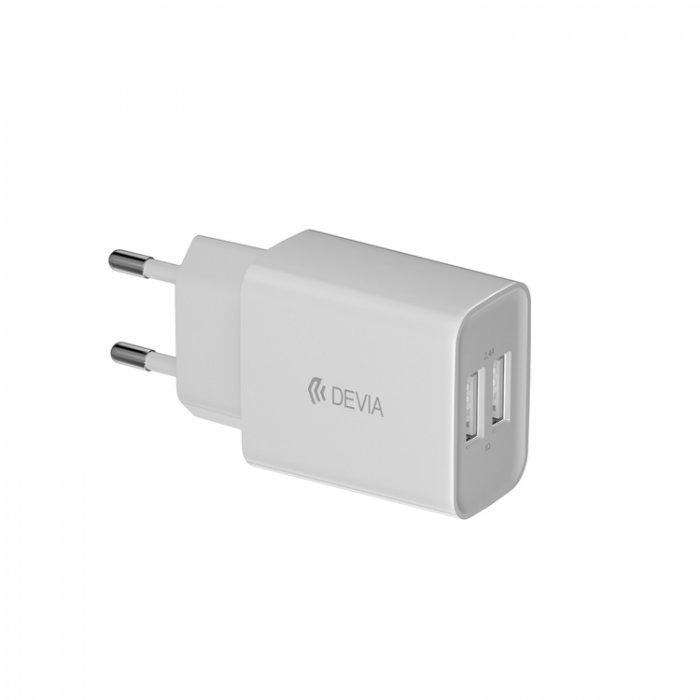 Devia - Devia Vggladdare 2xUSB 2.4A Smart + USB-C Kabel 1m - Vit