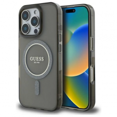 Guess - Guess iPhone 16 Pro Mobilskal MagSafe IML Glitter Circle - Svart