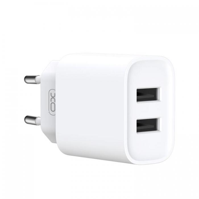 XO - XO Vggladdare 2x USB Med USB-C Kabel CE02C 2.1A - Vit