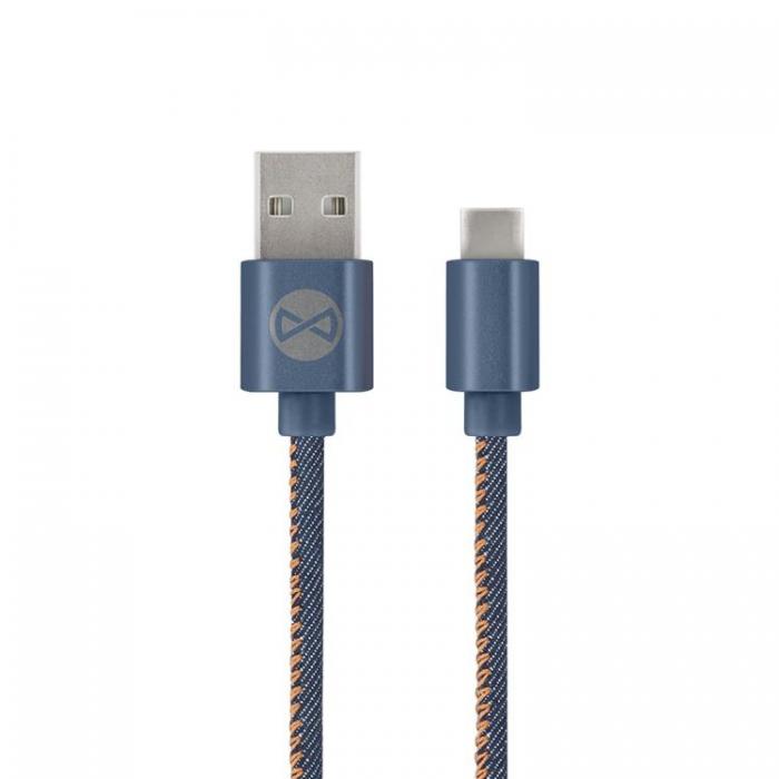 Forever - Forever USB Till USB-C Kabel 1m 2A Jeans - Bl